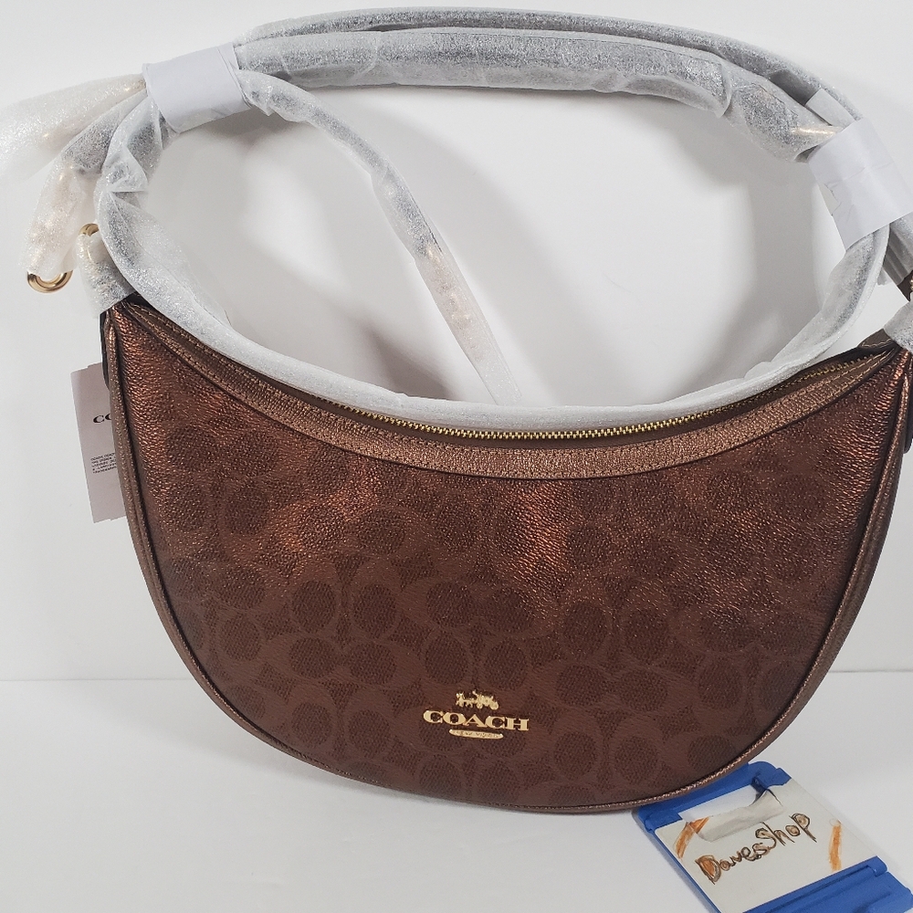 Coach Aria Shoulder Bag In Signature Canvas CCL27 Brown/Copper NWT